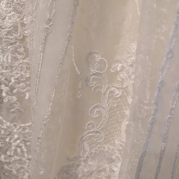 Melissa Sweet Ivory Embroidered Mock Neck Wedding Dress, Size 18W